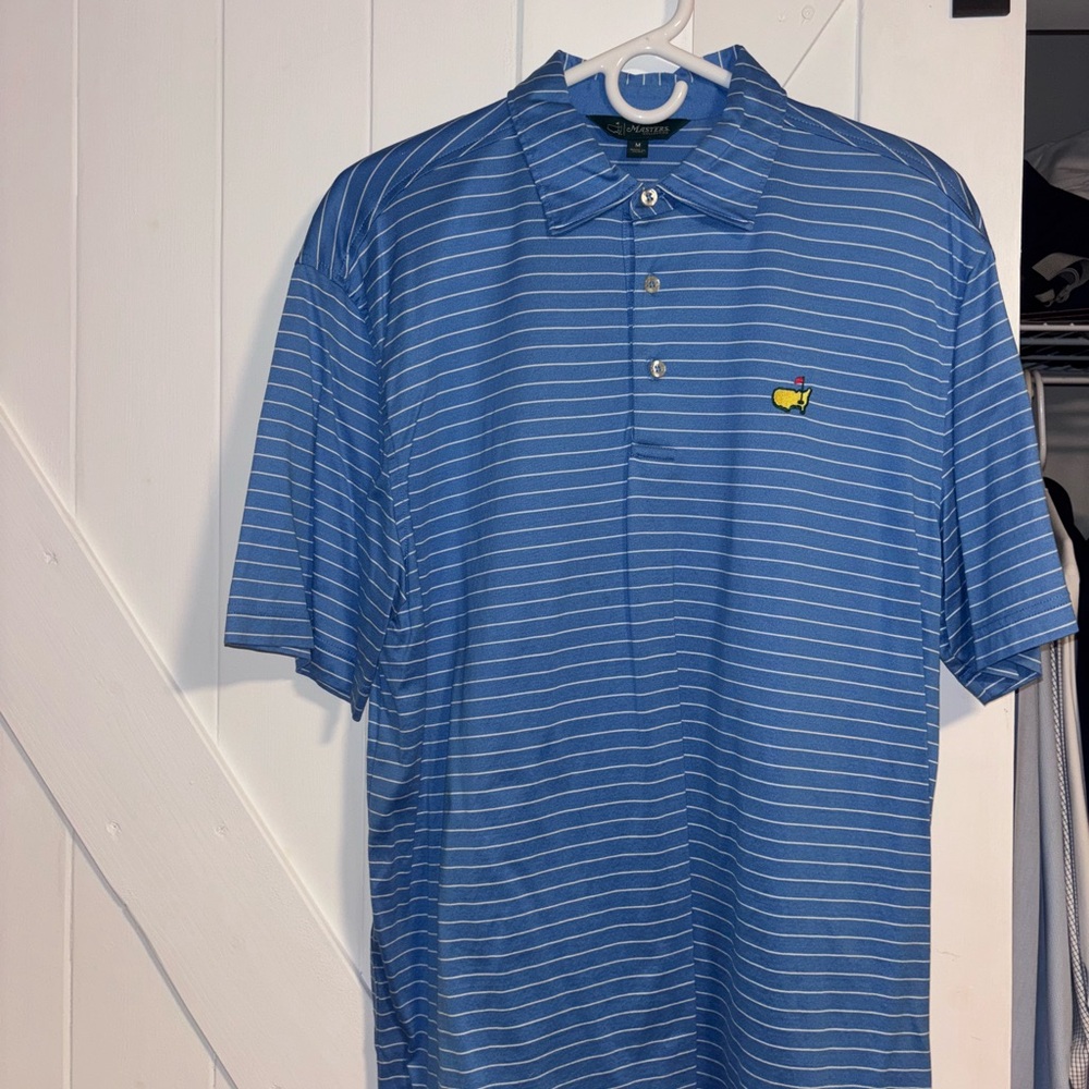 Masters Blue Polo Shirt with Stripes